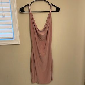 Pink drape neck dress